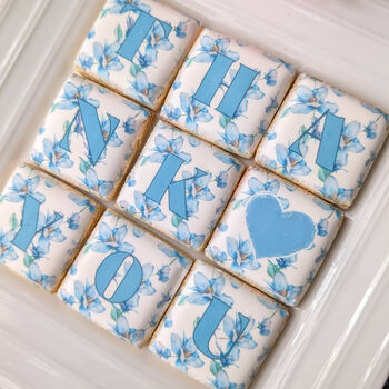 Thank You Biscuits Gift Box, Blue Floral, Nine Pieces, 8 of 10