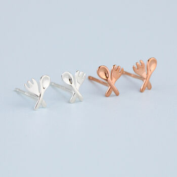 Sterling Silver Spoon And Fork Earrings, 3 of 5