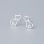 Sterling Silver Simple Cat Stud Earrings, thumbnail 1 of 6