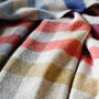 Beige And Bright Stripe Check Lambswool Throw, thumbnail 2 of 6