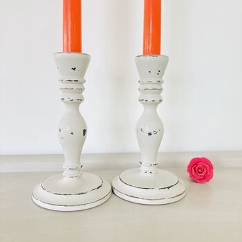 Pair Of Vintage Hand Painted Candlesticks ~ 27, 5 of 6