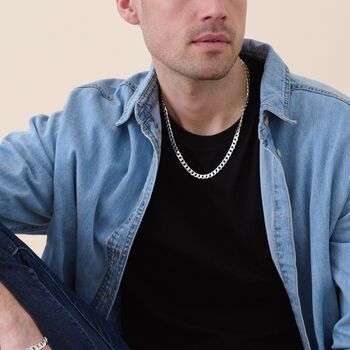 Sterling Silver Curb Chain Necklace 22 Inches, 2 of 4