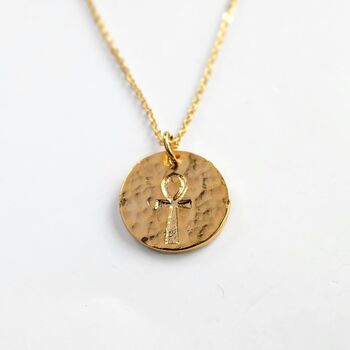 Gold Plated Ankh Coin Necklace, 2 of 2