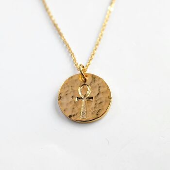 Gold Plated Ankh Coin Necklace, 2 of 4