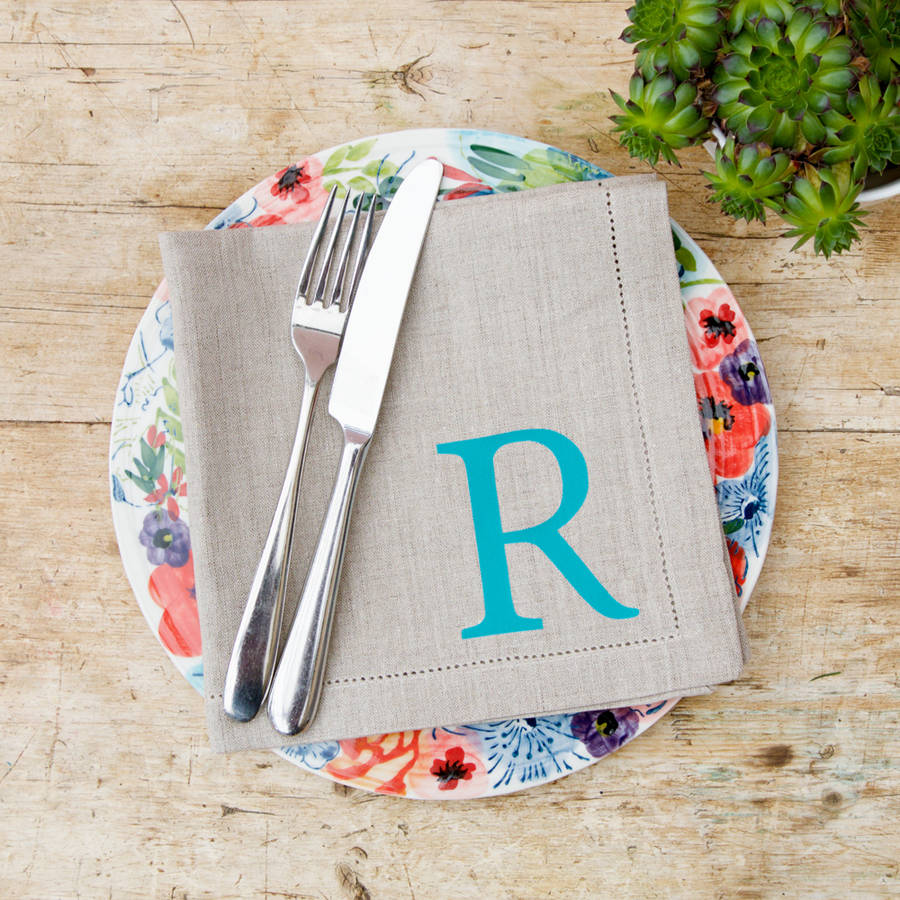 Personalised Linen Initial Napkin By Jonny's Sister