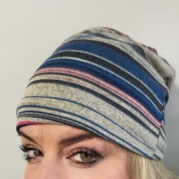 Stripe Chemo Headwear Beanie Hat, 5 of 8