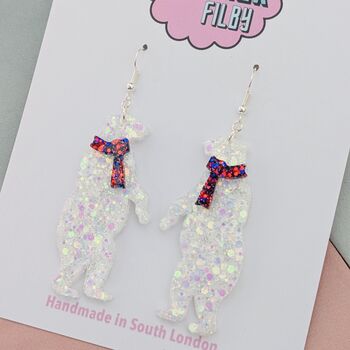 Polar Bear Christmas Glitter Resin Earrings, 3 of 4