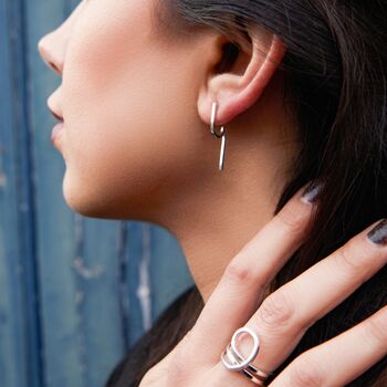 Modern Minimalist Sterling Silver Small Drop Earrings, 3 of 10