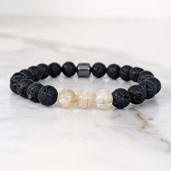 Men's Citrine And Lava Bead November Birthstone Bracelet, 3 of 11
