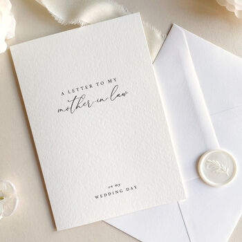 Luxury 'Letter To My Mother In Law On My Wedding Day' Card, Elegant Calligraphy Design, 2 of 7