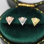 Tiny Opal Triangle Stud Earrings In Sterling Silver, thumbnail 1 of 11
