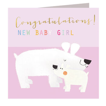 Gold Foiled Baby Girl Polar Bears Card, 2 of 5