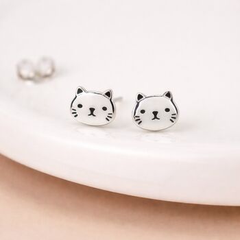 Sterling Silver Cat Stud Earrings – 8mm, 2 of 8