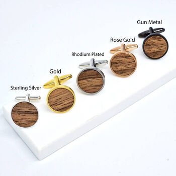 Personalised Walnut Wood Groom And Date Cufflinks, Wedding, 8 of 8
