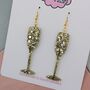 Gold Champagne Flute Glitter Earrings, thumbnail 3 of 4