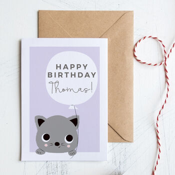 Personalised Cat Kids Birthday Card, 3 of 5