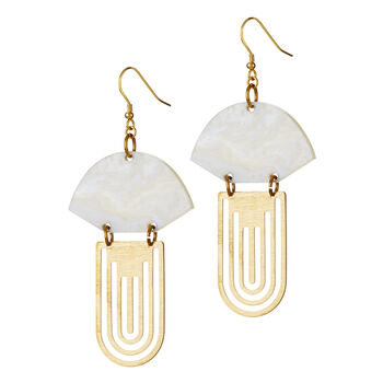 Personalised Art Deco Acrylic And Brass Earrings, 4 of 11