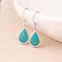 Sterling Silver Turquoise Drop Earrings – 14mm X 9mm, thumbnail 1 of 7