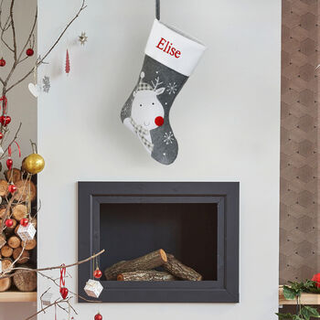 Personalised Grey Reindeer Christmas Stocking, 3 of 3