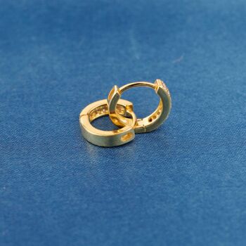 Gold Sparkly Cz Stone Hoops, Gold Huggie Hoops, Small Hoops, 3 of 6