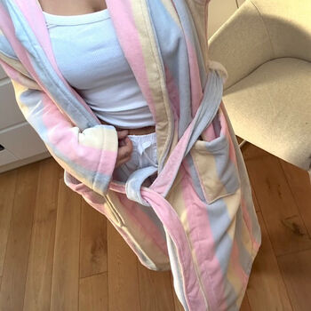 The Pastel Striped Bath Robe Dressing Gown, 3 of 4