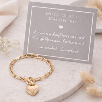 Mother And Daughter Forever Linked Heart Toggle Bracelet, 2 of 7