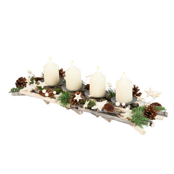 Frosted Pine Christmas Candle Table Centrepiece, 2 of 6