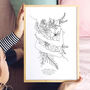 Personalised Floral Hug Line Drawing Print, Unframed, thumbnail 3 of 4