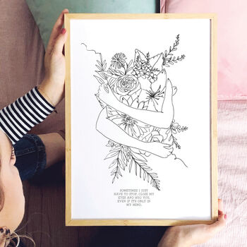 Personalised Floral Hug Line Drawing Print, Unframed, 3 of 4