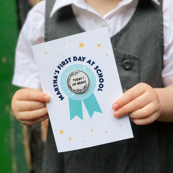 First Day At School 'Today I Am' Pin Badge Card, 3 of 12