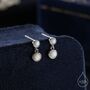 Sterling Silver Double White Opal Dangle Earrings, thumbnail 1 of 11