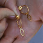 18ct Gold Plated Hoop Earrings With Oval Charms, thumbnail 1 of 3