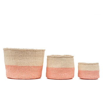 Jioni: Dusty Pink Colour Block Woven Basket, 2 of 5