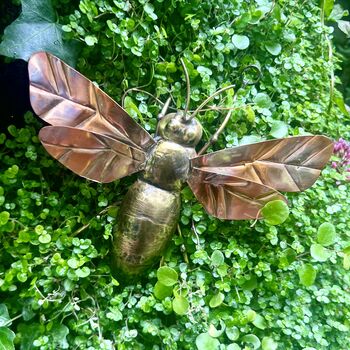 Copper Bumblebee Wall Hanging – Garden Fence Decor – Handmade Metal Bee Art, 5 of 8