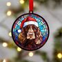 Cocker Spaniel Chocolate In Santa Hat Suncatcher Decoration, thumbnail 6 of 6