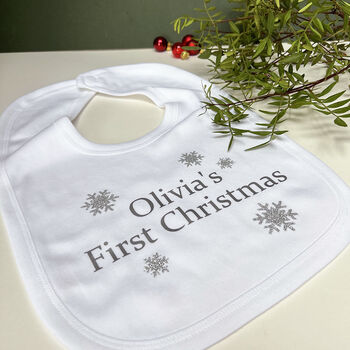 Personalised First Christmas Snowflake Baby Grow / Top, 5 of 8