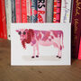 Fuchsia Pink Cow Illustrated Blank Greeting Card, thumbnail 3 of 11