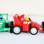 Two Toy Race Cars With Personalised Cotton Bag, thumbnail 2 of 4