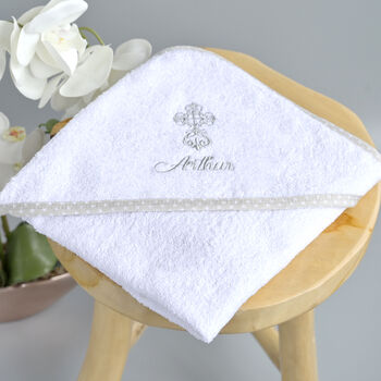 Personalised Christening Towel With Mink Trim, 5 of 9