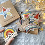 Shine Bright Five Piece Wooden Christmas Decoration Set, thumbnail 1 of 12