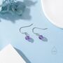 Natural Amethyst Bead Hook Earrings In Sterling Silver, thumbnail 5 of 12