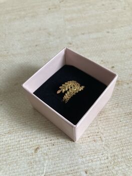 Adjustable 18 K Gold Plated Vine Leaf Ring, 2 of 9