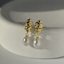 Gold Plated Twisted Synthetic Pearl Stud Earrings, thumbnail 1 of 3