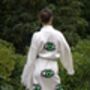 Long Organic Cotton Robe: White With Green Eye, thumbnail 1 of 5