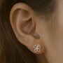 Sterling Silver Flower Petal Crystal Stud Earrings, thumbnail 4 of 9