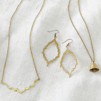Fair Trade Handmade Brass Bell Pendant Necklace, 6 of 12