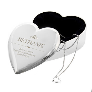 Personalised Elegant Crown Heart Trinket Box And Sterling Silver Necklace, 5 of 5