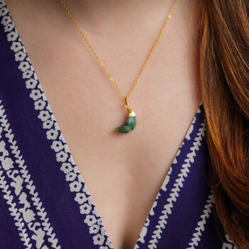 Emerald May Birthstone Moon Necklace, 2 of 11