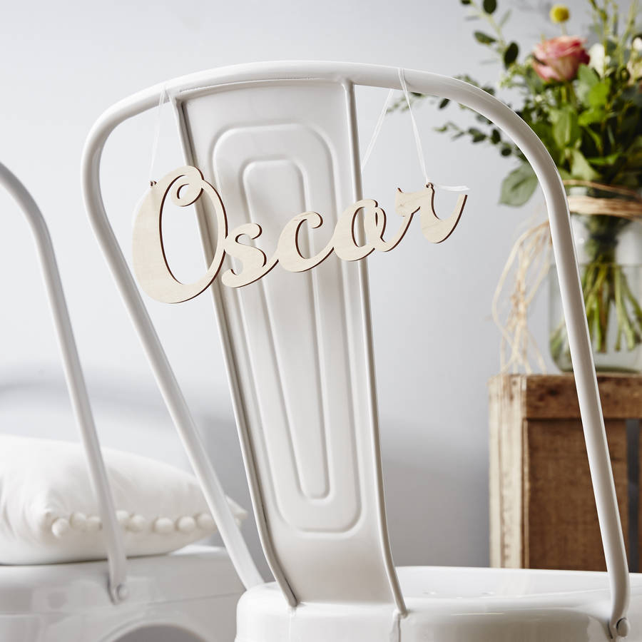 Personalised Wooden Wedding Chair Sign By Sophia Victoria Joy Personalised Wooden Wedding Chair Sign