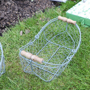 Three Green Wire Garden Trug Baskets, 3 of 6
